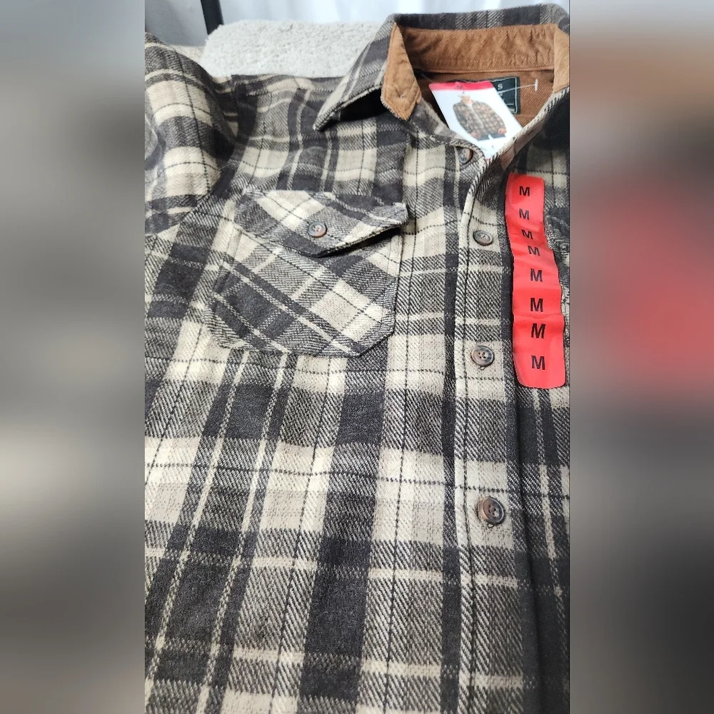 Men's Jach Brown Plaid Flannel Long Sleeve Shirt Jacket - M